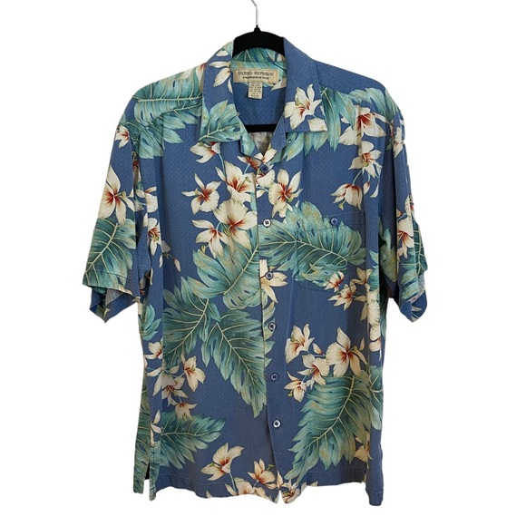 Island republic Hawaiian button up silk shirt size large awesome pattern & color - Picture 1 of 10